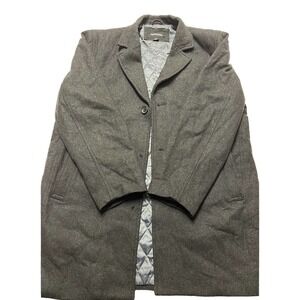 Vintage London Fog Gray Wool Blend Quilted Overcoat Jacket Men’s Size XL